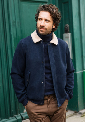 Veste homme col sherpa bleu marine Veste homme col sherpa bleu marine