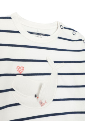 Marinière manches longues bleu 100% coton Bébé Fille Marinière manches longues bleu 100% coton Bébé Fille