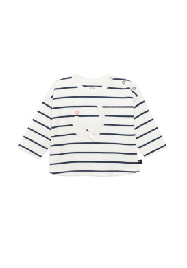 Marinière manches longues bleu 100% coton Bébé Fille Marinière manches longues bleu 100% coton Bébé Fille