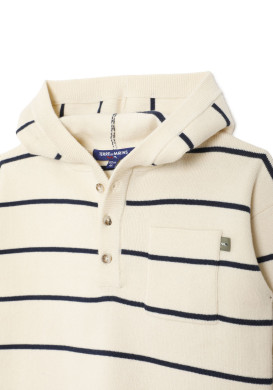 Pull à capuche garçon beige rayé