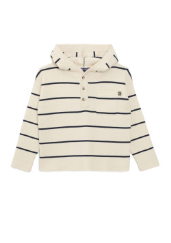 Pull à capuche garçon beige rayé