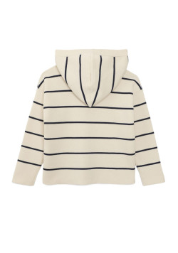 Pull à capuche garçon beige rayé