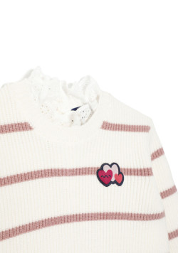 Pull manches longues rayé rose Bébé Fille