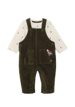 Ensemble salopette et tee shirt manches longues 100% coton Bébé Garçon