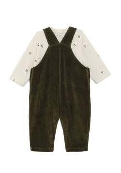 Ensemble salopette et tee shirt manches longues 100% coton Bébé Garçon