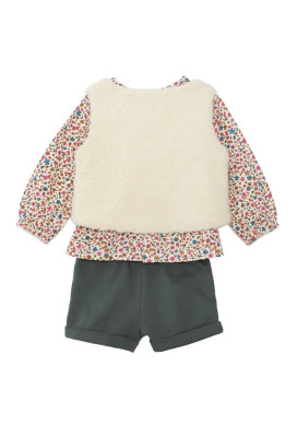 Ensemble Blouse imprimée/ Short et Gilet Bébé Fille Ensemble Blouse imprimée/ Short et Gilet Bébé Fille