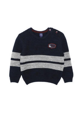 Pull bleu marine rayé gris 100% coton Bébé Garçon Pull bleu marine rayé gris 100% coton Bébé Garçon