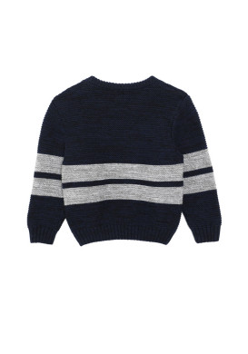 Pull bleu marine rayé gris 100% coton Bébé Garçon Pull bleu marine rayé gris 100% coton Bébé Garçon