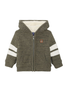 Gilet zippé à capuche bébé doublé sherpa kaki Gilet zippé à capuche bébé doublé sherpa kaki