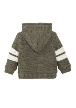 Gilet zippé à capuche bébé doublé sherpa kaki