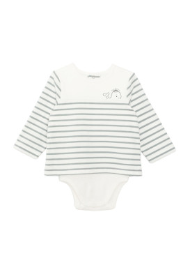 Body manches longues 100% coton Bébé rayé vert Body manches longues 100% coton Bébé rayé vert