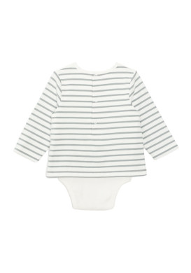 Body manches longues 100% coton Bébé rayé vert Body manches longues 100% coton Bébé rayé vert