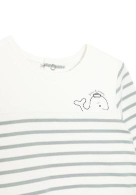 Body manches longues 100% coton Bébé rayé vert Body manches longues 100% coton Bébé rayé vert