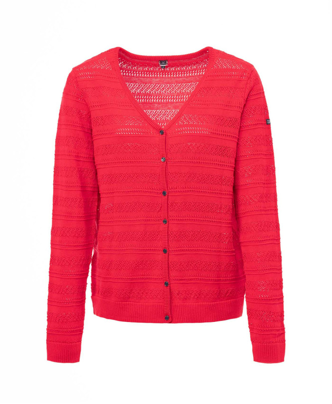 CARDIGAN TRICOT POIVRON ROUGE GLABE