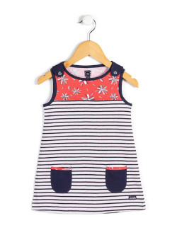 TUNIQUE SsM FOND BLANC RAYE INDIGO WEBY