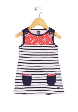 TUNIQUE SsM FOND BLANC RAYE INDIGO WEBY Tunique rayée sans manches Fille