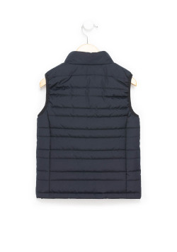 Doudoune marine sans manches Garçon zip rouge