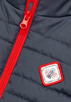 Doudoune marine sans manches Garçon zip rouge