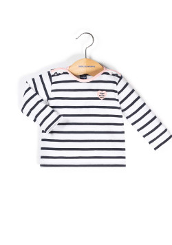 Marinière manches longues Bébé Fille blanc/bleu marine