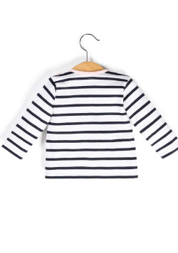Marinière manches longues Bébé Fille blanc/bleu marine