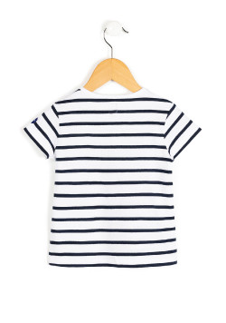 Marinière Fille blanc rayé bleu marine
