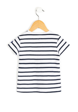 Marinière Fille blanc rayé bleu marine Marinière Fille blanc rayé bleu marine