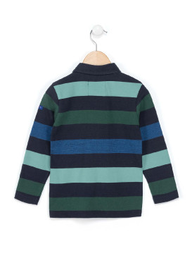 Polo manches longues rayé bleu vert Garçon Polo manches longues rayé bleu vert Garçon