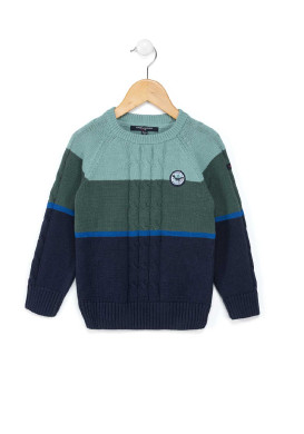 Pull rayé Garçon vert/bleu