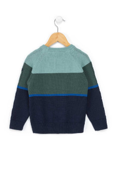 Pull rayé Garçon vert/bleu