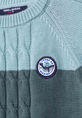 Pull rayé Garçon vert/bleu