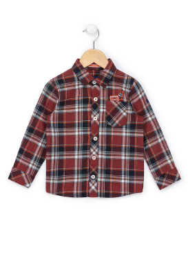 Chemise grenat à carreaux Garçon Chemise grenat à carreaux Garçon