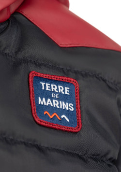Doudoune à capuche Garçon bleu marine/rouge