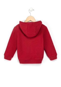 Veste tricot zippée rose framboise Fille