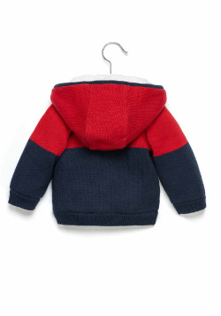 Veste bleu marine / rouge à capuche doublée sherpa Bébé