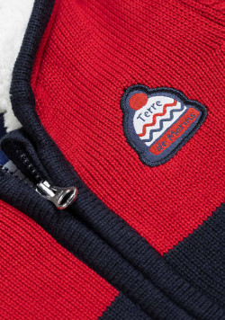 Veste bleu marine / rouge à capuche doublée sherpa Bébé