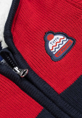 Veste bleu marine / rouge à capuche doublée sherpa Bébé