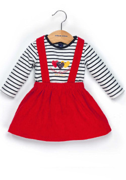 Ensemble Bébé robe rouge + marinière imprimé