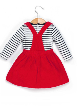 Ensemble Bébé robe rouge + marinière imprimé Ensemble Bébé robe rouge + marinière imprimé
