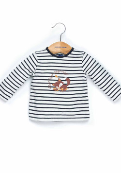 Ensemble Bébé robe jaune ocre + marinière imprimé