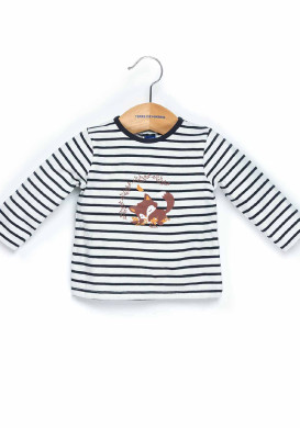 Ensemble Bébé robe jaune ocre + marinière imprimé