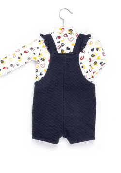 Ensemble Bébé salopette courte + t-shirt manches longues