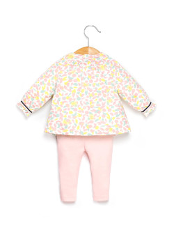 Ensemble Bébé legging rose + tunique imprimé