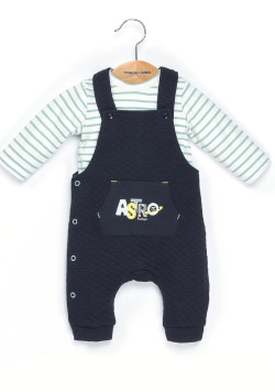 Ensemble Bébé salopette bleu marine + t-shirt