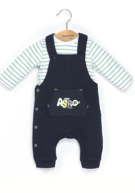 Ensemble Bébé salopette bleu marine + t-shirt