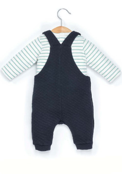 Ensemble Bébé salopette bleu marine + t-shirt