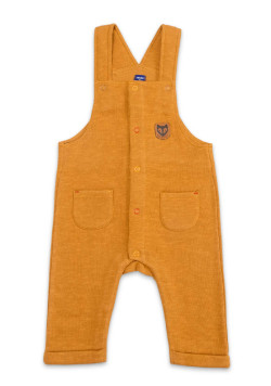 Ensemble Bébé salopette jaune ocre + t-shirt manches longues rayé
