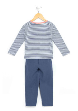 Pyjama rayé Fille pantalon + t-shirt manches longues