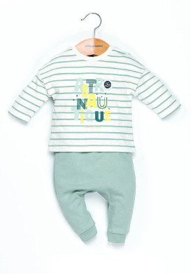 Ensemble Bébé vert d'eau sweat + pantalon
