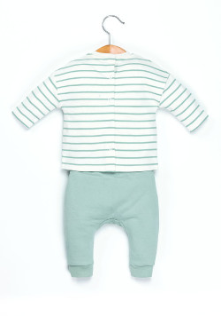 Ensemble Bébé vert d'eau sweat + pantalon