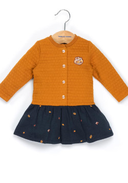 Robe en molleton effet 2 en 1 Bébé Fille jaune ocre/ bleu marine 
